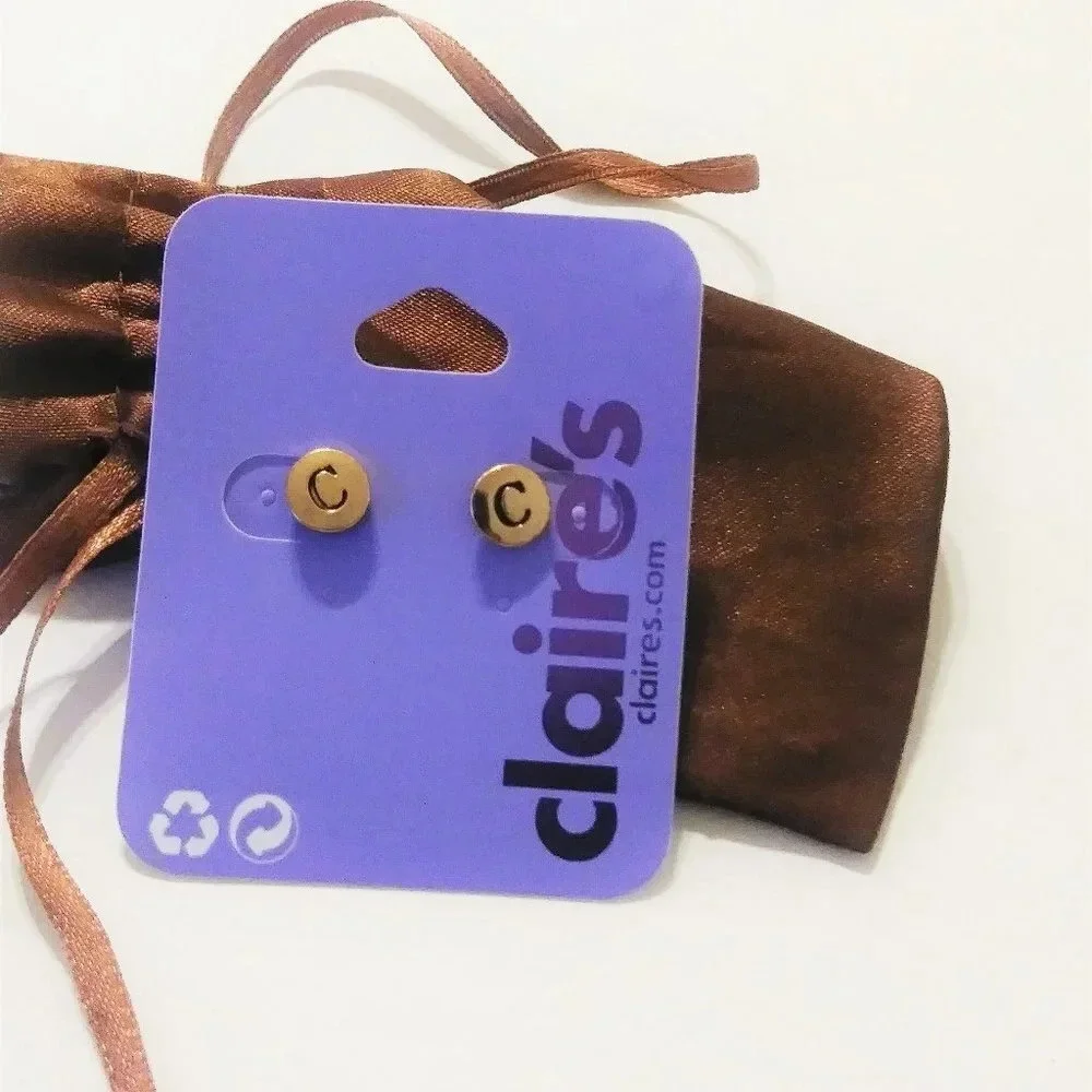 Claire's "C" Initial Rose Gold Earring. New